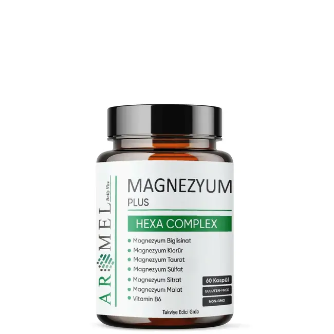 Aromel Magnesio Plus Hexa Complex | Complejo de Magnesio Completo | 60 Cápsulas