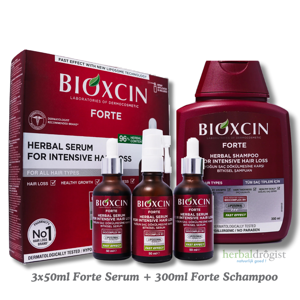 Bioxcin Forte Set: Intensive Serum (3x50ml) + Shampoo (300ml) Anti ...
