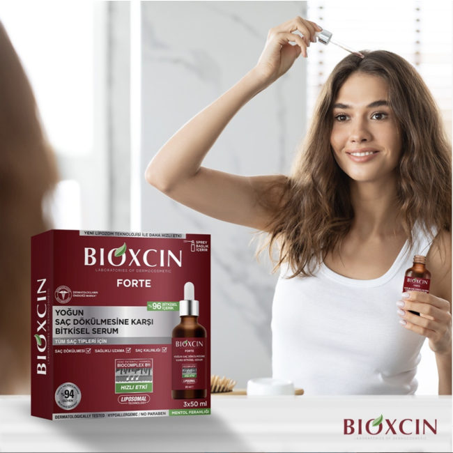 Bioxcin Sérum Forte Intensif Anti-Chute de Cheveux 3x50 ml + 300 ml Shampooing Bioxcin Forte