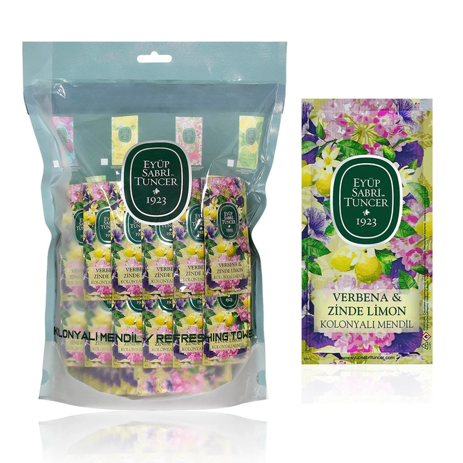 Eyup  Sabri Tuncer Toallitas Perfumadas Verbena y Limón Refrescante – 150 Unidades (Formato Pequeño)