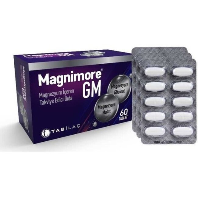 Magnimore GM Magnezyum 60 Tablet (Magnezyum Bisglisinat -Magnezyum Malat )