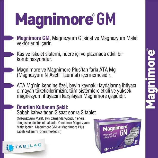 Magnimore GM Magnesium 60 Tabletten (Magnesiumbisglycinat - Magneseummalat)