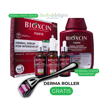 Bioxcin Forte Serum 3x50ml + 300ml Shampoo + Free Dermaroller