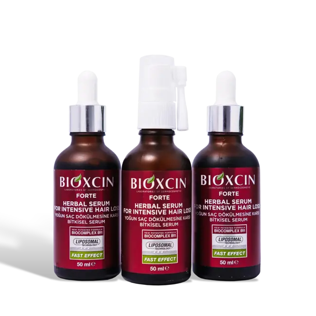 Bioxcin  Forte Sérum 3 x 50 ml + Champú 300 ml + Dermaroller Gratis – Tratamiento Intensivo Anticaída
