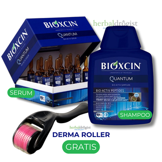 Bioxcin Quantum Serum + 300 ml Shampoo + Gratis Dermaroller (Effektives Anti-Haarausfall-Set)
