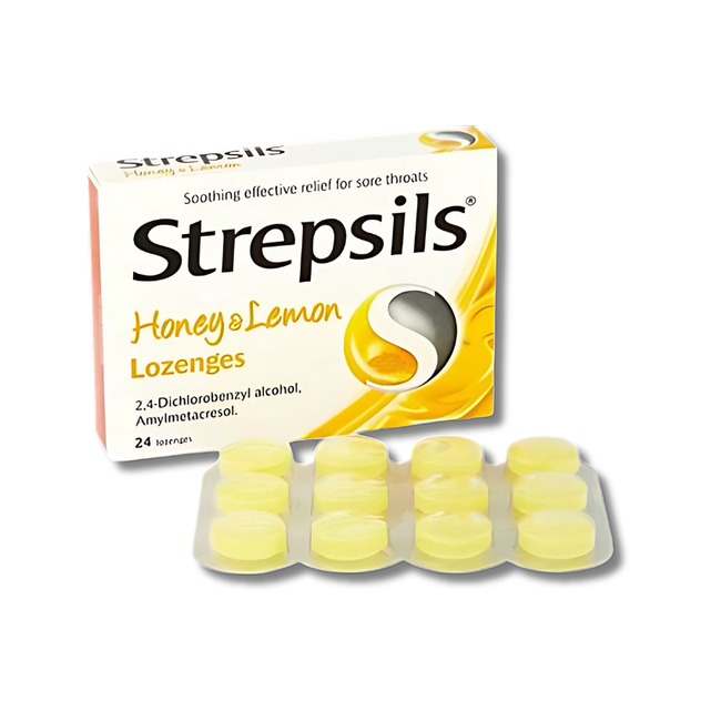 Strepsils Herbal Honey & Lemon 24 Lozenges – Soothing Relief for Your Throat