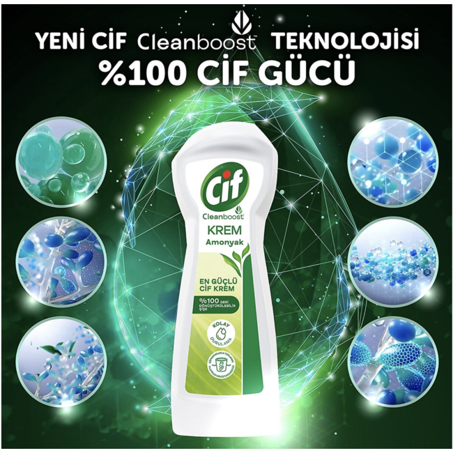 Cif Cleanboost Cream Ammonia Surface Cleaner 750 ml