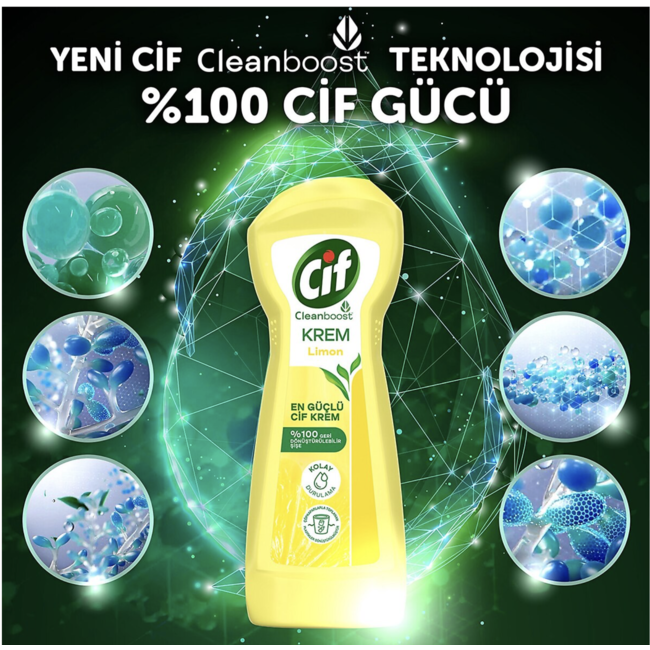 Cif Cleanboost Creme Zitrone Oberflächenreiniger 500 ml