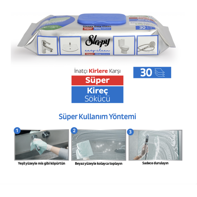 Sleepy Super Limescale Remover Wipes  (30 Sheets)