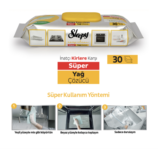 Sleepy  Süper Yağ Çözücü Havlu 30 Yaprak