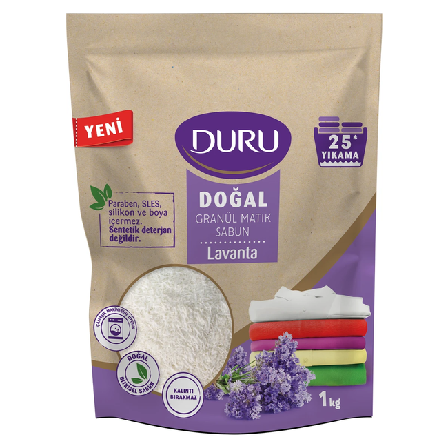 Duru Naturales Granuliertes Waschmaschinen-Seife Lavendel 1 kg – 25 Wäschen
