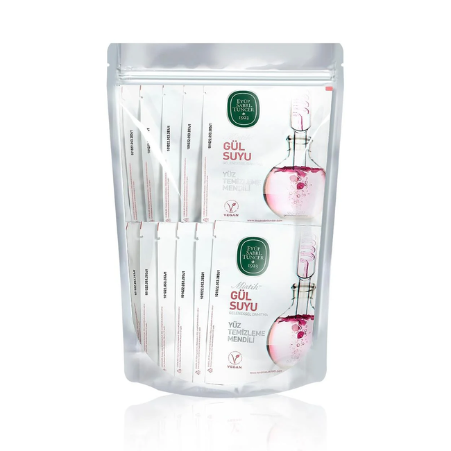 Eyup  Sabri Tuncer Lingettes Nettoyantes Visage à l’Eau de Rose Mystique – 30 unités (Grand Format)