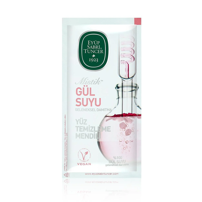 Eyup  Sabri Tuncer Lingettes Nettoyantes Visage à l’Eau de Rose Mystique – 30 unités (Grand Format)