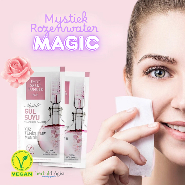Eyup  Sabri Tuncer Lingettes Nettoyantes Visage à l’Eau de Rose Mystique – 30 unités (Grand Format)