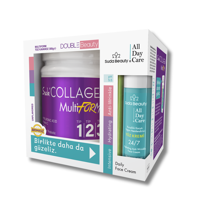 Suda   Collagen Double Beauty Multiform 300 g + Crema SUDA Beauty All Day Care de Regalo