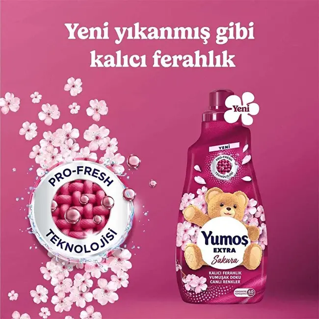 Yumos Extra Konsantre Çamaşır Yumuşatıcı Sakura 1440 ml – 60 Yıkama