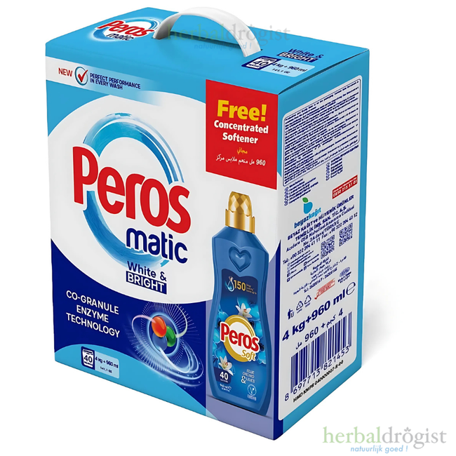Peros Matic White & Bright 4 kg + 960 ml Concentrated Fabric Softener