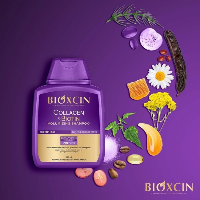 Bioxcin Collagen & Biotin Hacim Şampuanı 300 ml - İnce Telli ve Hacimsiz Saçlar İçin Hacim Kazandırıcı Şampuan - Kolajen, Biotin ve Patentli BioComplex B11 İçerikli Günlük Saç Bakımı