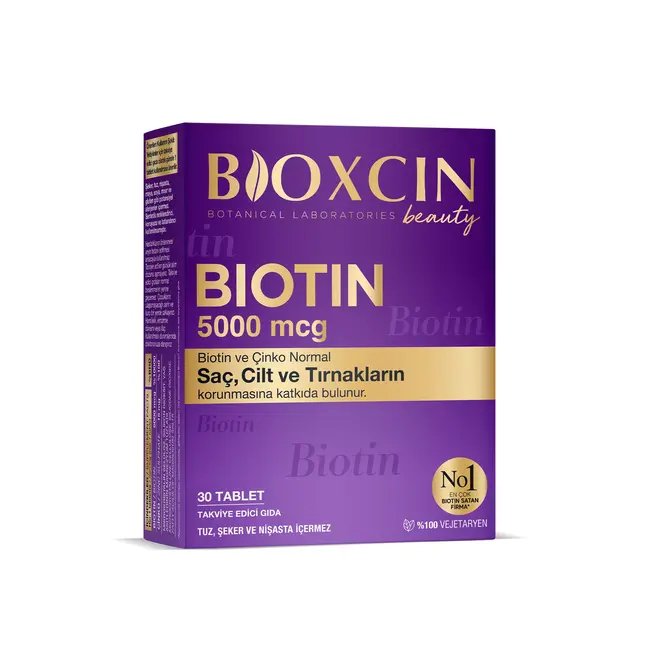 Bioxcin  Biotine 5000 mcg 30 Comprimés (Pour les Cheveux, la Peau et les Ongles)