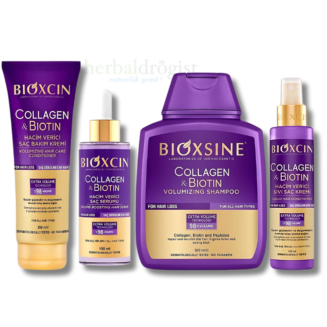 Bioxcin Coffret  Collagène & Biotine – Shampooing 300 ml, Soin Sans Rinçage 100ml , Crème Capillaire250 ml  et Sérum 100ml