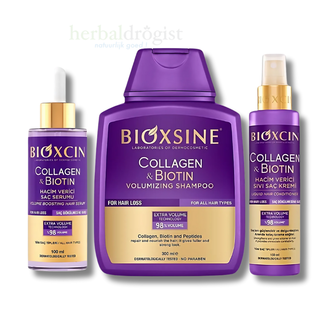 Bioxcin Bioxcin Kollagen & Biotin 3er-Haarpflegeset – Volumen-Shampoo, Haarspülung und Serum