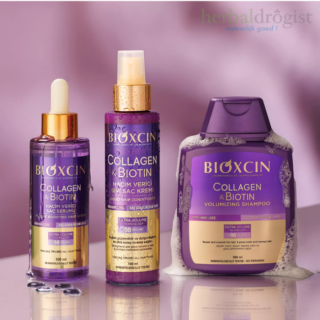 Bioxcin Kolajen & Biotin 3’lü Saç Bakım Seti  Hacimlendirici Şampuan + Sıkılaştırıcı Saç Kremi + Besleyici Serum