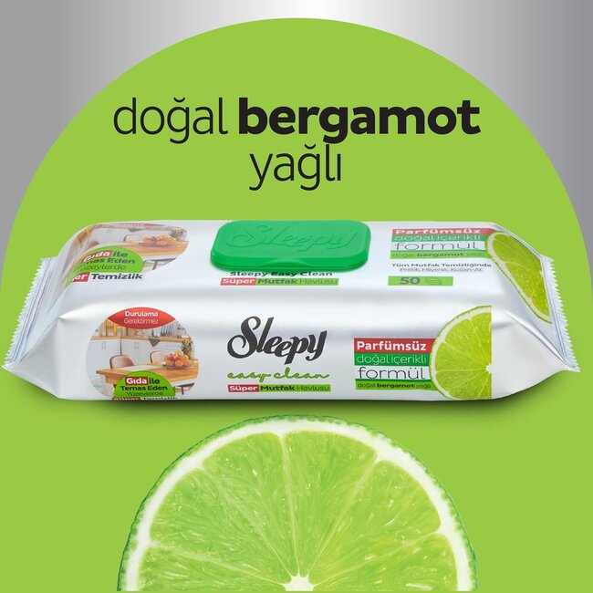 Sleepy Easy Clean Süper Yüzey Temizlik Mutfak Havlusu Bergamot Yağlı – 50 Yaprak