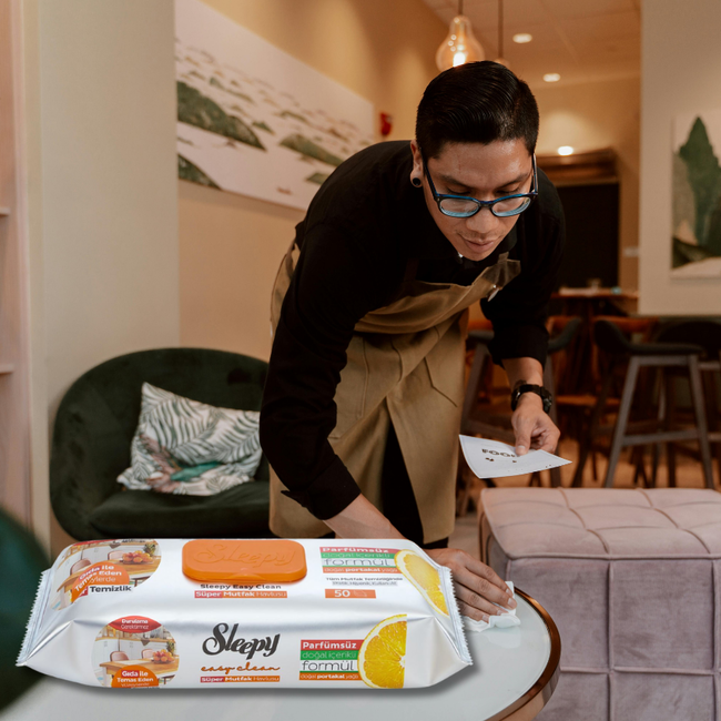 Sleepy Easy Clean Küchenreinigungstücher mit Orangenöl – 50 Stück