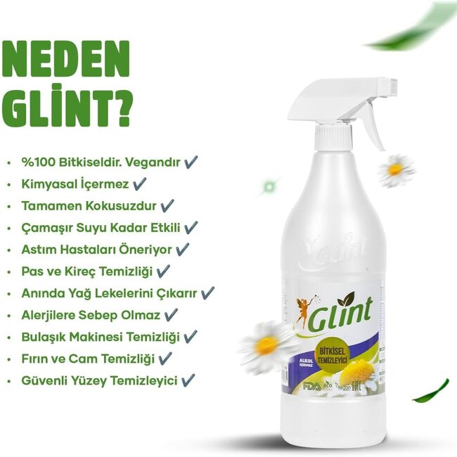 Glint Bitkisel Leke ve Yağ Çözücü – Çok Amaçlı Temizleyici 1L