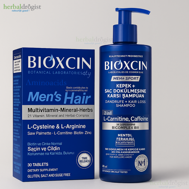Bioxcin Men Anti-Schuppen und Haarausfall Set: Shampoo & Vitamin Tablette
