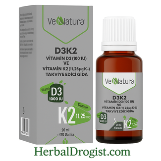 VeNatura VeNatura D3K2 Damla 20 ml – D Vitamini (1000 IU) ve K2 Vitamini (MK-7)
