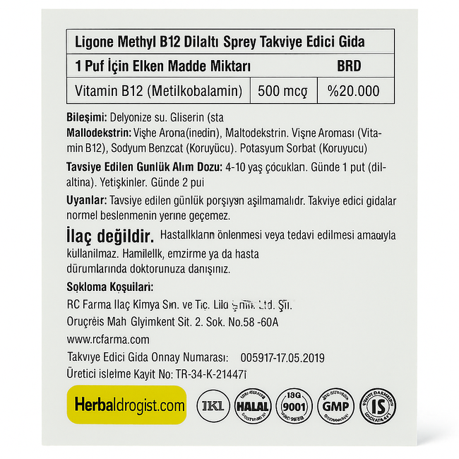 RCFarma Ligone Methyl B12 Sublinguale Spray 30 ml – Vitamine B12 (Methylcobalamine)