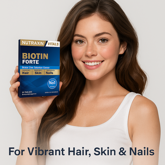 Nutraxin   Biotin Forte 60 Tabletten – Für Glänzendes Haar & Gesunde Haut