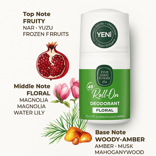 Eyup  Sabri Tuncer Floral - Déodorant Roll-On Femme 75 ml | Sans Aluminium ni Alcool, Végan