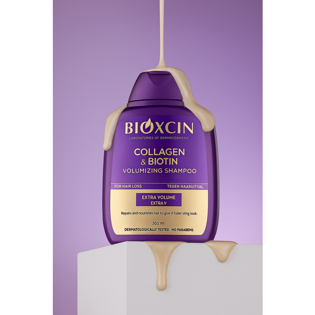 Bioxcin Champú Volumen Colágeno & Biotina 3x300 ml – Pack Original de 3 Unidades (Llévate 3, paga 2)