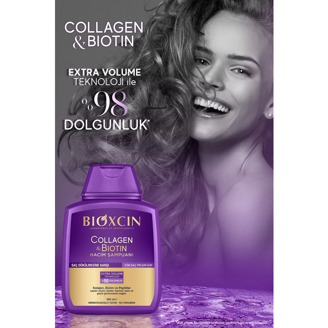 Bioxcin Collagen & Biotin Volumizing Shampoo 300 ml (Buy 3, Pay for 2)