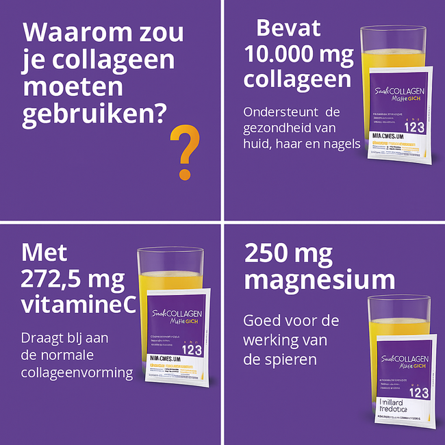 Suda   Collagen Multiform Magnesium 450 g | 30 Sachets – 10.000 mg Collageen Type I-II-III met VERISOL®, FORTIGEL®, TENDOFORTE®, 250 mg Magnesium, Hyaluronzuur, Vitamine C, Zink & Biotine