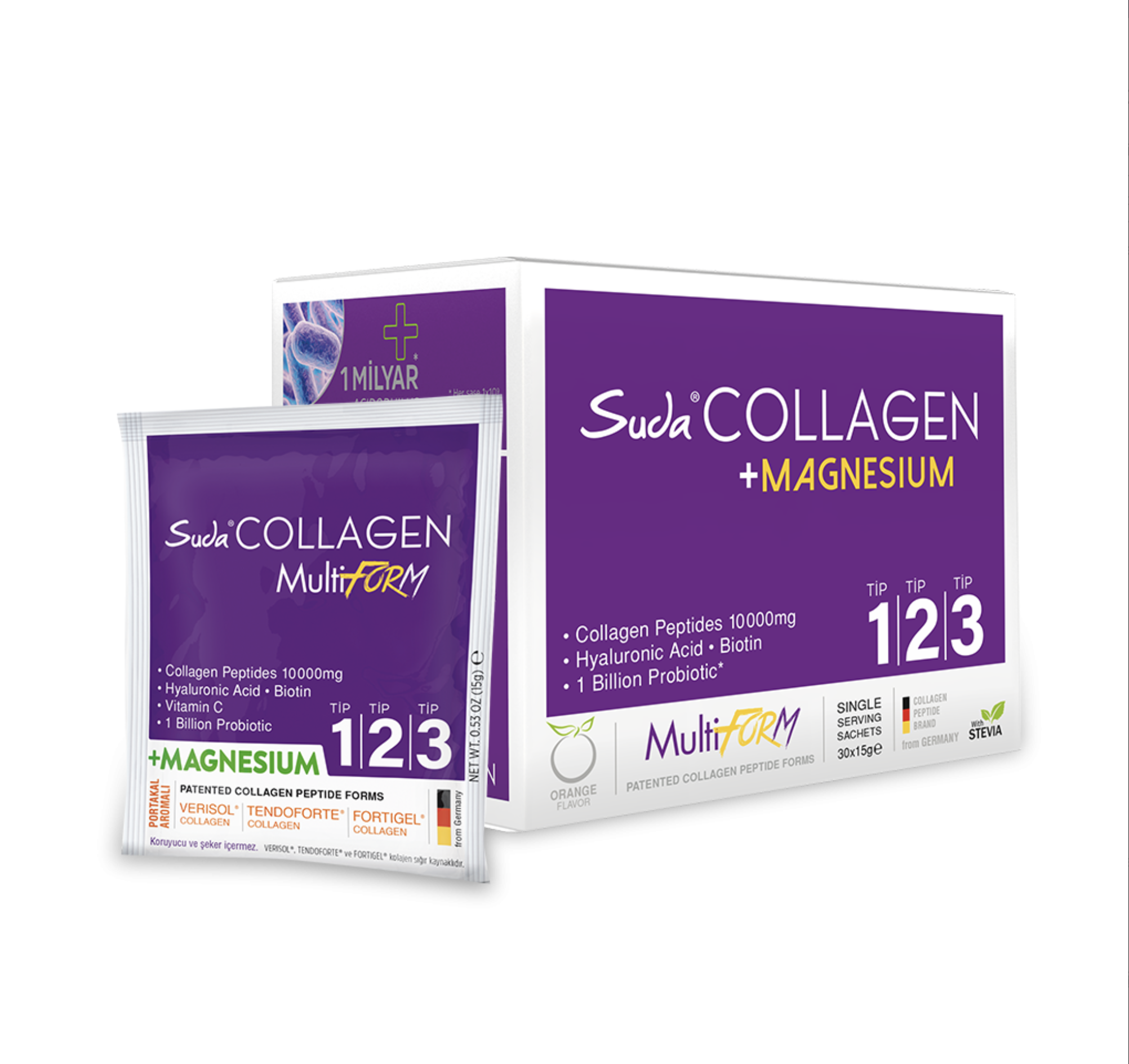 Multiform Ripon Suda Collagen Multiform TİP 1 -2 -3 Kolajen & Magnezyum 15gr 30 Saşe ...