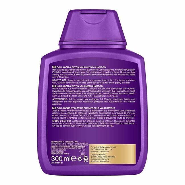 Bioxcin Collagen & Biotin Hacim Şampuanı 300 ml - İnce Telli ve Hacimsiz Saçlar İçin Hacim Kazandırıcı Şampuan - Kolajen, Biotin ve Patentli BioComplex B11 İçerikli Günlük Saç Bakımı