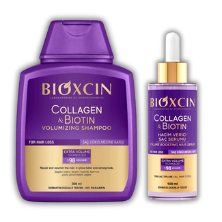 Bioxcin Bioxcin Collagen & Biotin Hacim Şampuanı 300ml + Hacim Veren Saç Serumu 100ml Set