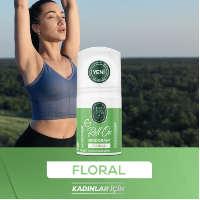 Eyup  Sabri Tuncer Floral - Kadın Roll-On Deodorant 75 ml | Alüminyum ve Alkolsüz, Vegan