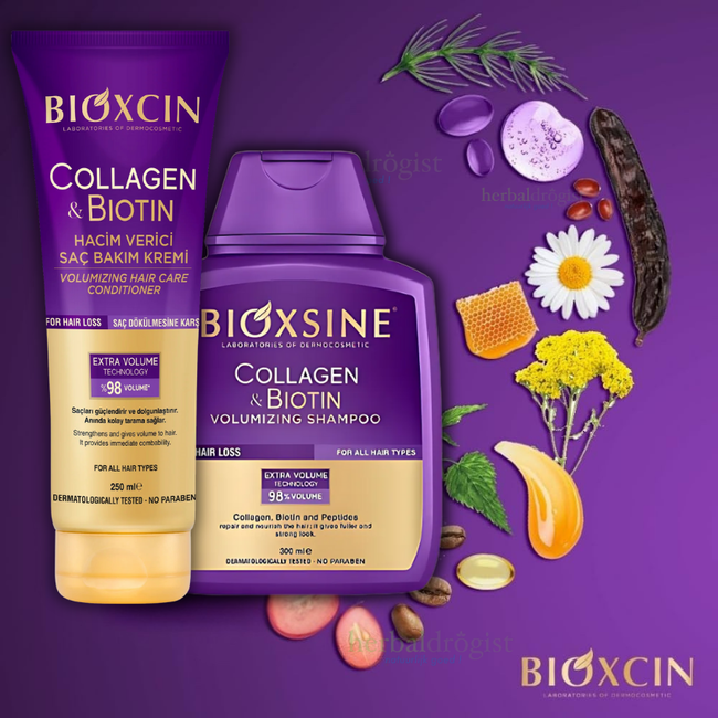 Bioxcin Collagen & Biotin Shampooing Volumateur 300ml + Après-shampooing 250ml Set