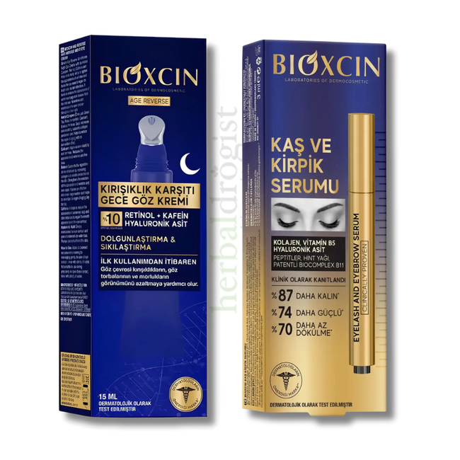 Bioxcin Age Reverse Night Eye Cream 15 ml + Eyebrow & Eyelash Serum 3 ml Duo Pack