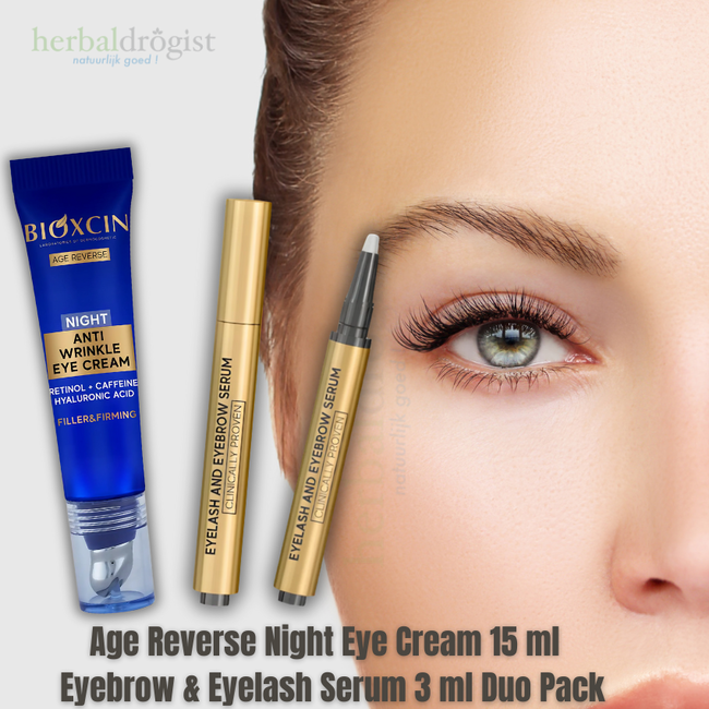 Bioxcin Age Reverse Nacht-Augencreme 15 ml + Augenbrauen- & Wimpernserum 3 ml Doppelpack