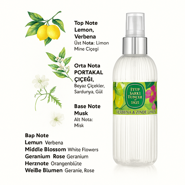 Eyup  Sabri Tuncer Verbena & Frisse Citroen 150 ml Spray Cologne – PET Fles | Verfrissende Citrus- & Bloemengeur