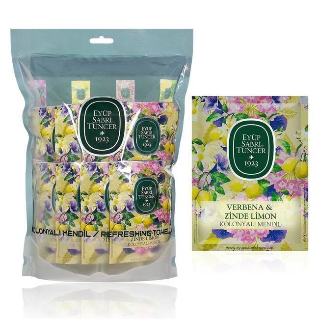 Eyup  Sabri Tuncer Verbena & Fresh Lemon Cologne Wipes 50 pcs (Large Size)