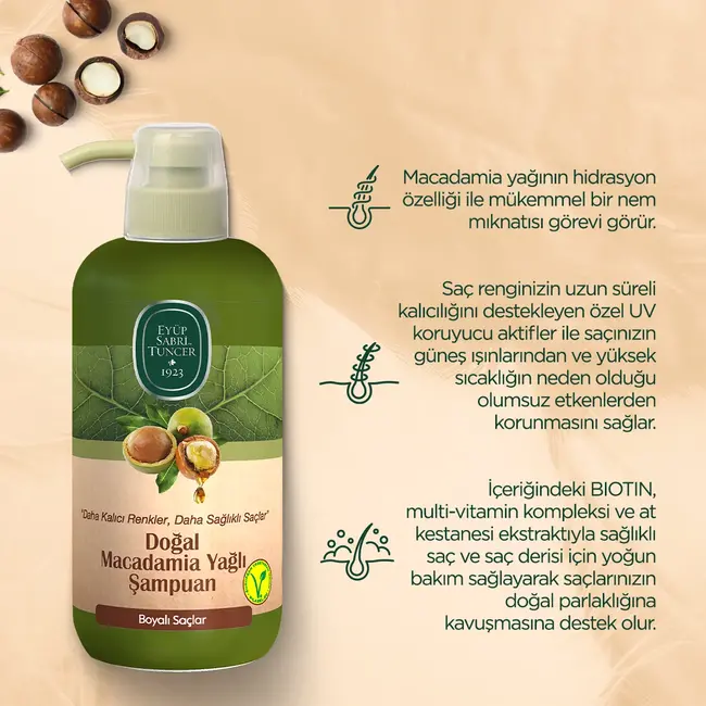 Eyup  Sabri Tuncer Natuurlijke Macadamia Olie Shampoo 600 ml – Vegan & Kleurbehoud