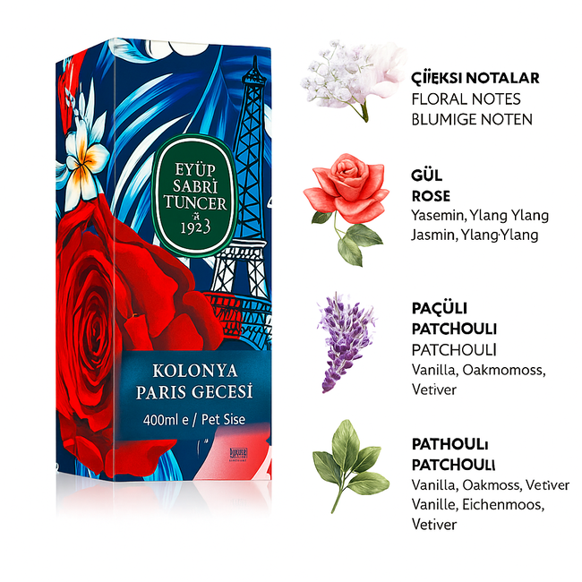 Eyup  Sabri Tuncer  Paris Gecesi Kolonyası 400 ml – Pet Şişe | Çiçeksi & Pudralı Zarafet