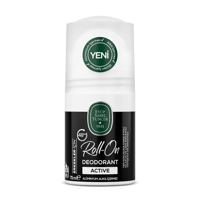 Eyup  Sabri Tuncer Active Men’s Roll-On Deodorant 75 ml – 48h Effective, Vegan and Aluminium-Free