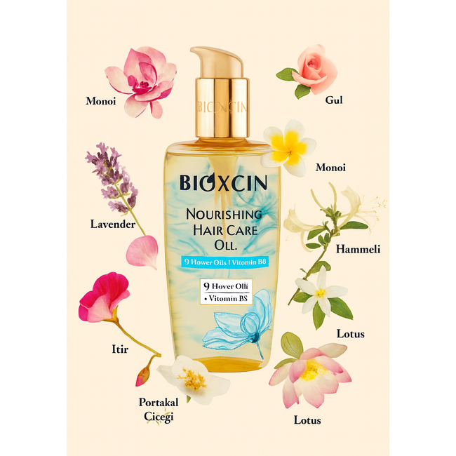 Bioxcin  Besleyici Yağlar Saç Bakım Yağı 150 ml – 9 Çiçek Yağı, Vitamin B5 ve BioComplex B11 ile Güçlü Saçlar